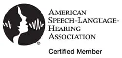 A black and white logo for the american speech-language hearing association.